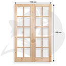 Georgian 10 Pane Summerhouse Double Doors in Redwood Pine