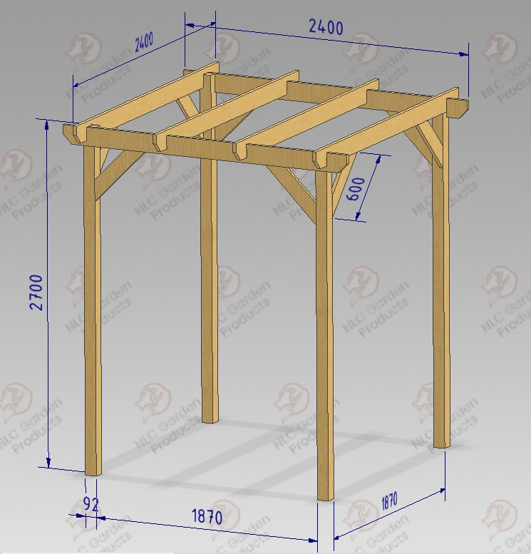In Ground Pergola with 2.7m Posts- tanalised and pressure treated