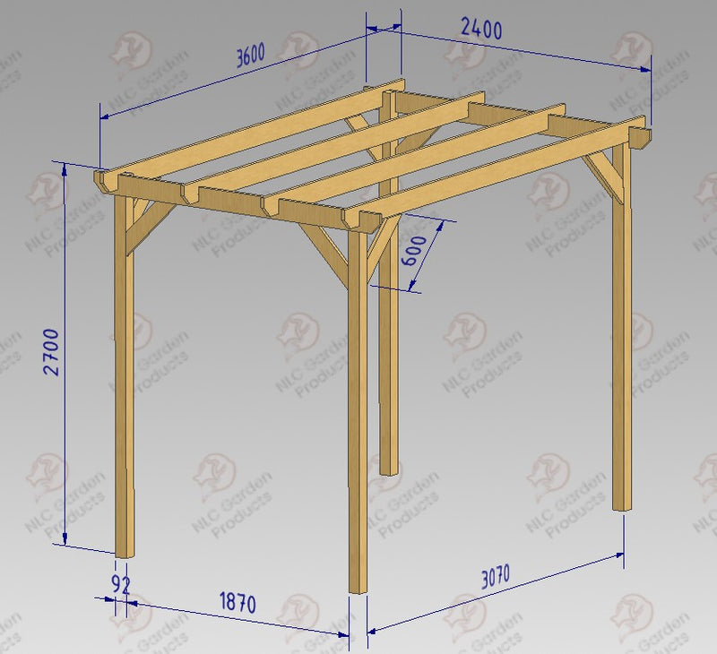 In Ground Pergola with 2.7m Posts- tanalised and pressure treated