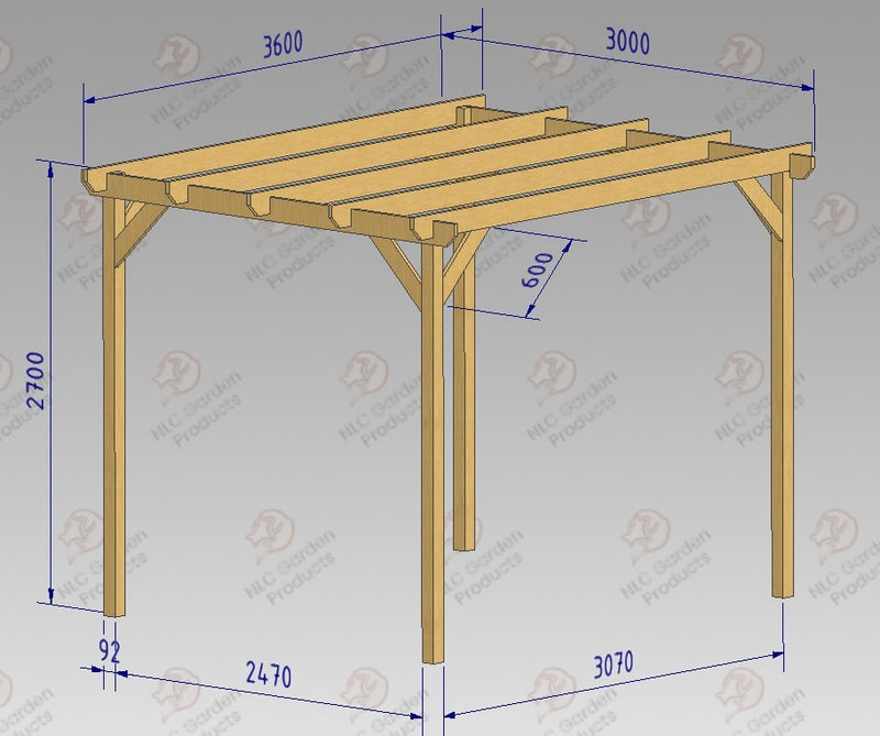 In Ground Pergola with 2.7m Posts- tanalised and pressure treated
