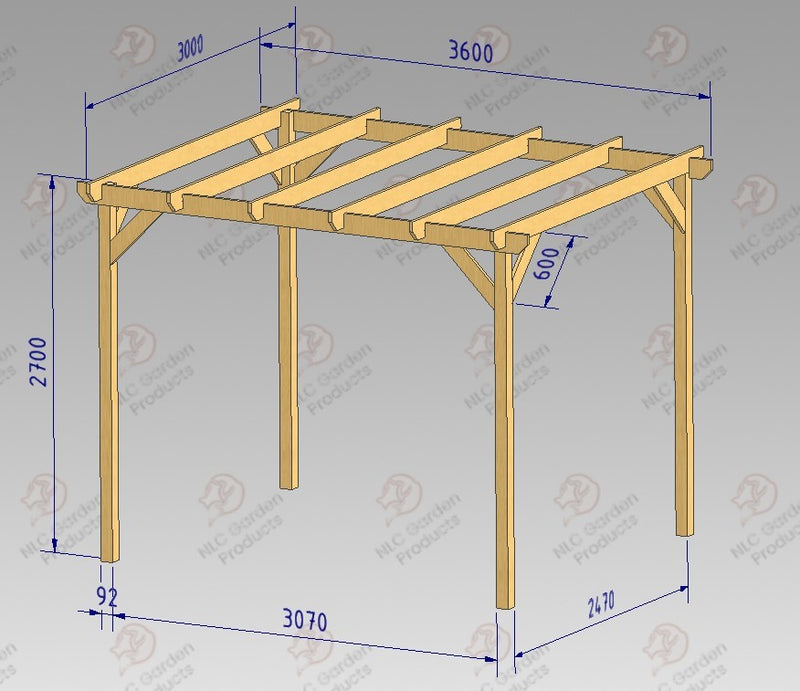 In Ground Pergola with 2.7m Posts- tanalised and pressure treated