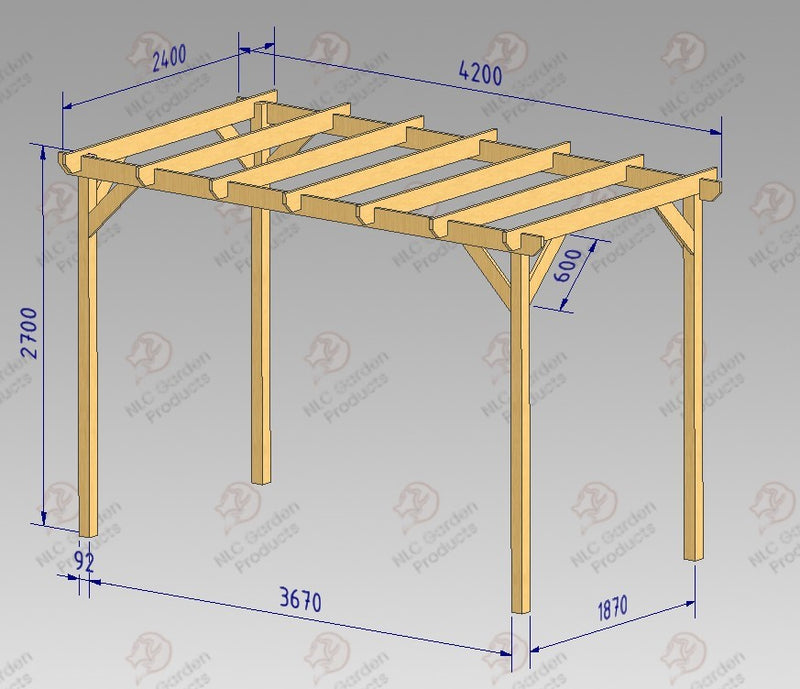 In Ground Pergola with 2.7m Posts- tanalised and pressure treated
