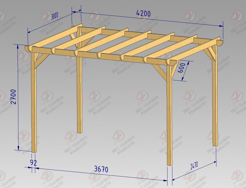 In Ground Pergola with 2.7m Posts- tanalised and pressure treated