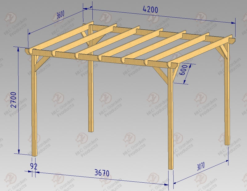 In Ground Pergola with 2.7m Posts- tanalised and pressure treated